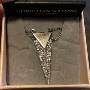 Christian Siriano Silver Two-Tone Triangle Pendant Necklace